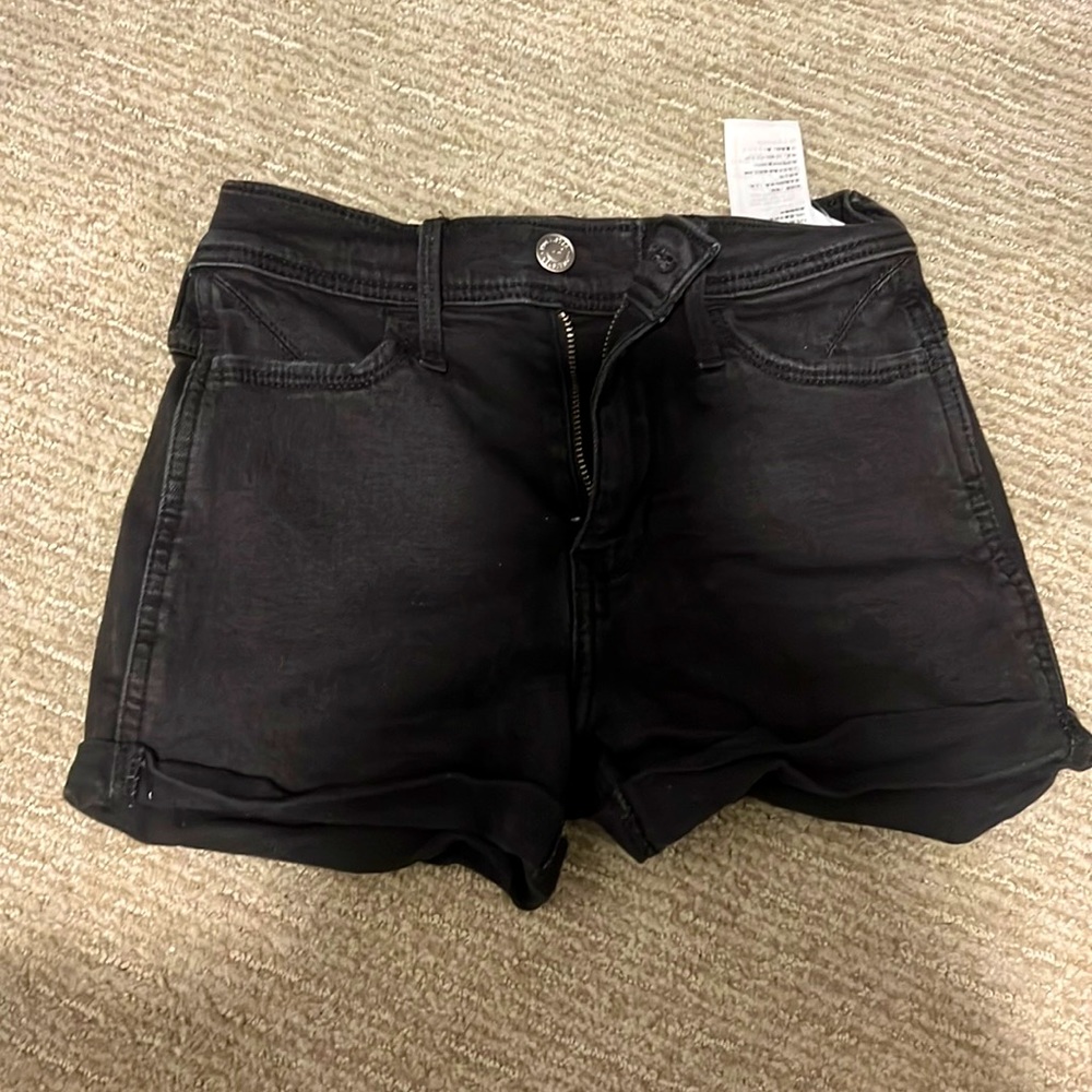 Black wash denim Hollister high rise shorts